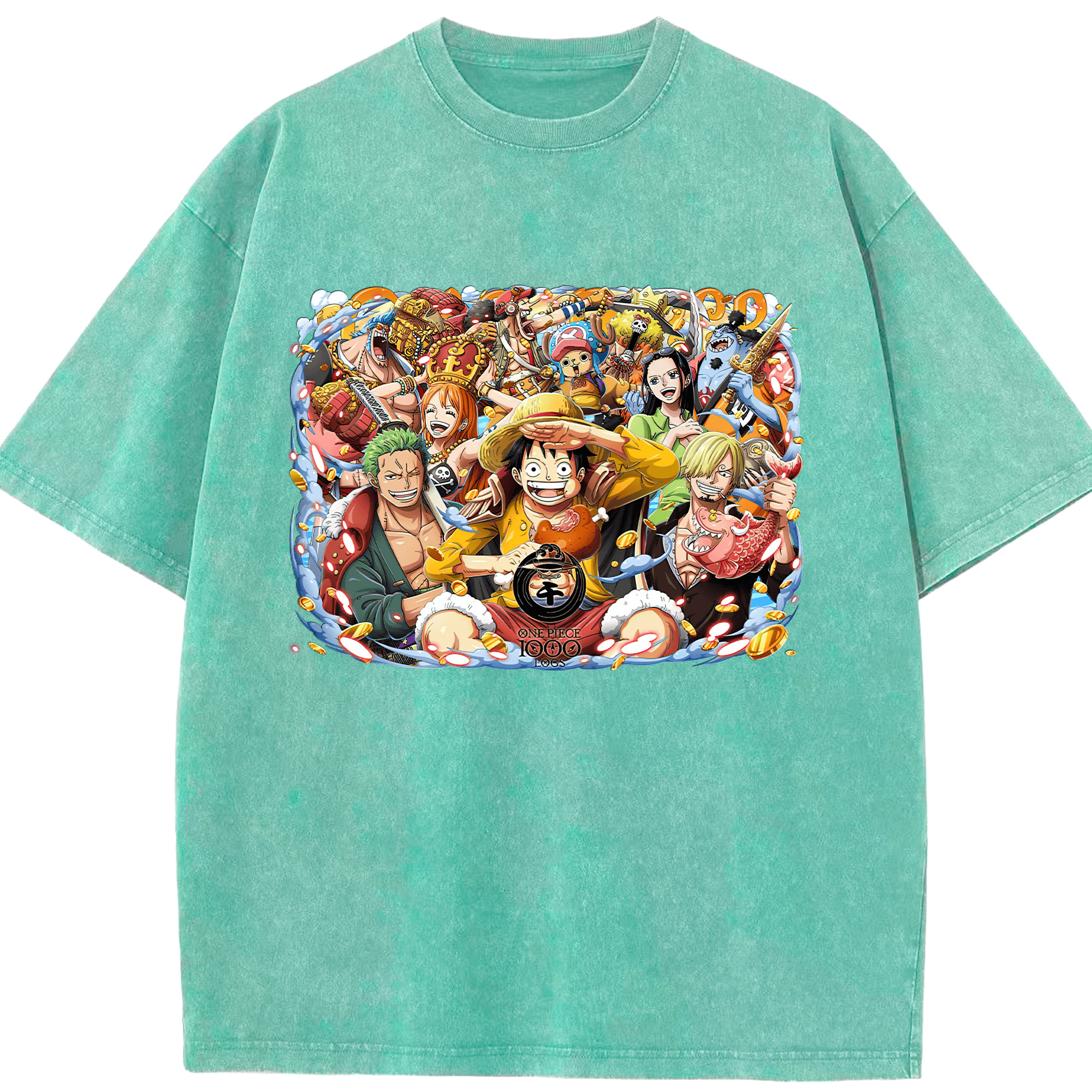 ワンピース モンキー・D・ルフィ ONE PIECE Monkey D. Luffy 綿100% ヴィンテージ風 半袖Tシャツ（フロントプリント）